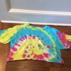 Cotton cropped tie dye t-shirt